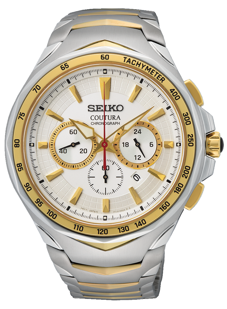Seiko Coutura Chronograph 45.5mm Men's Watch Stainless Steel White Dial (SRWZ24)