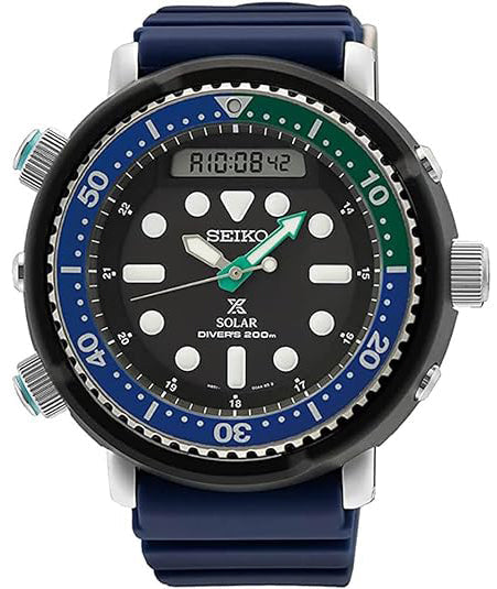 Seiko Prospex Solar Analog-Digital Diver Diver's 47.8 mm Black Dial Men's Watch (SNJ039)