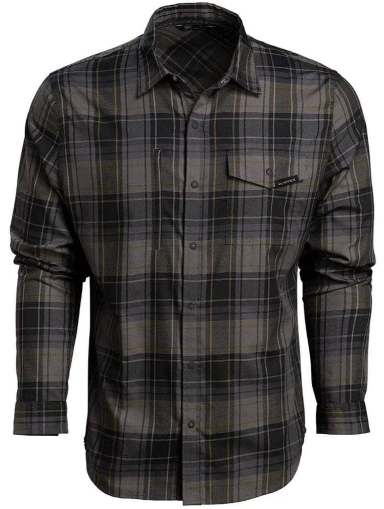 Vortex Optics Trail Call Tech Flannel Men Shirt, Shadow