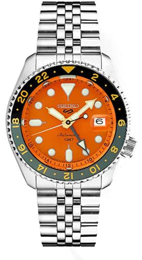 Seiko 5 Sports SKX Sports Style GMT Series Automatic 42.5 mm Orange Dial Men's Watch (SSK005)