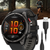 Garmin Fenix 8 Pro - 47 mm/51 mm AMOLED Sapphire Premium Connected Multisport GPS Smartwatch, inReach Technology | Wearable4U Bundle - Carbon Gray DLC Titanium w/ Black/Pebble Gray Band