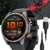 Garmin Fenix 8 Pro - 47 mm/51 mm AMOLED Sapphire Premium Connected Multisport GPS Smartwatch, inReach Technology | Wearable4U Bundle - Titanium with Graphite/Black Silicone Band