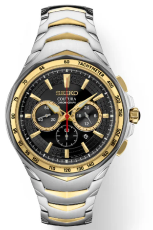 Seiko Coutura Black Dial 45.5 mm Stainless Steel Band Quartz Men's Watch (SRWZ26)