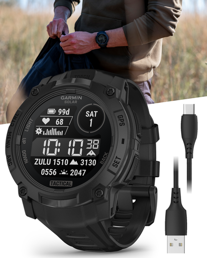 Garmin Instinct 3 Tactical Solar / AMOLED 45-50 mm GPS Rugged Outdoor Smartwatch with Wearable4U Bundle