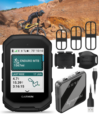 Garmin Edge MTB Rugged GPS Bike Computer with Mountain Bike Metrics, Trail & Topo Maps, Multi-Band GPS, Navigation, MTB Mounts with Wearable4U Bundle