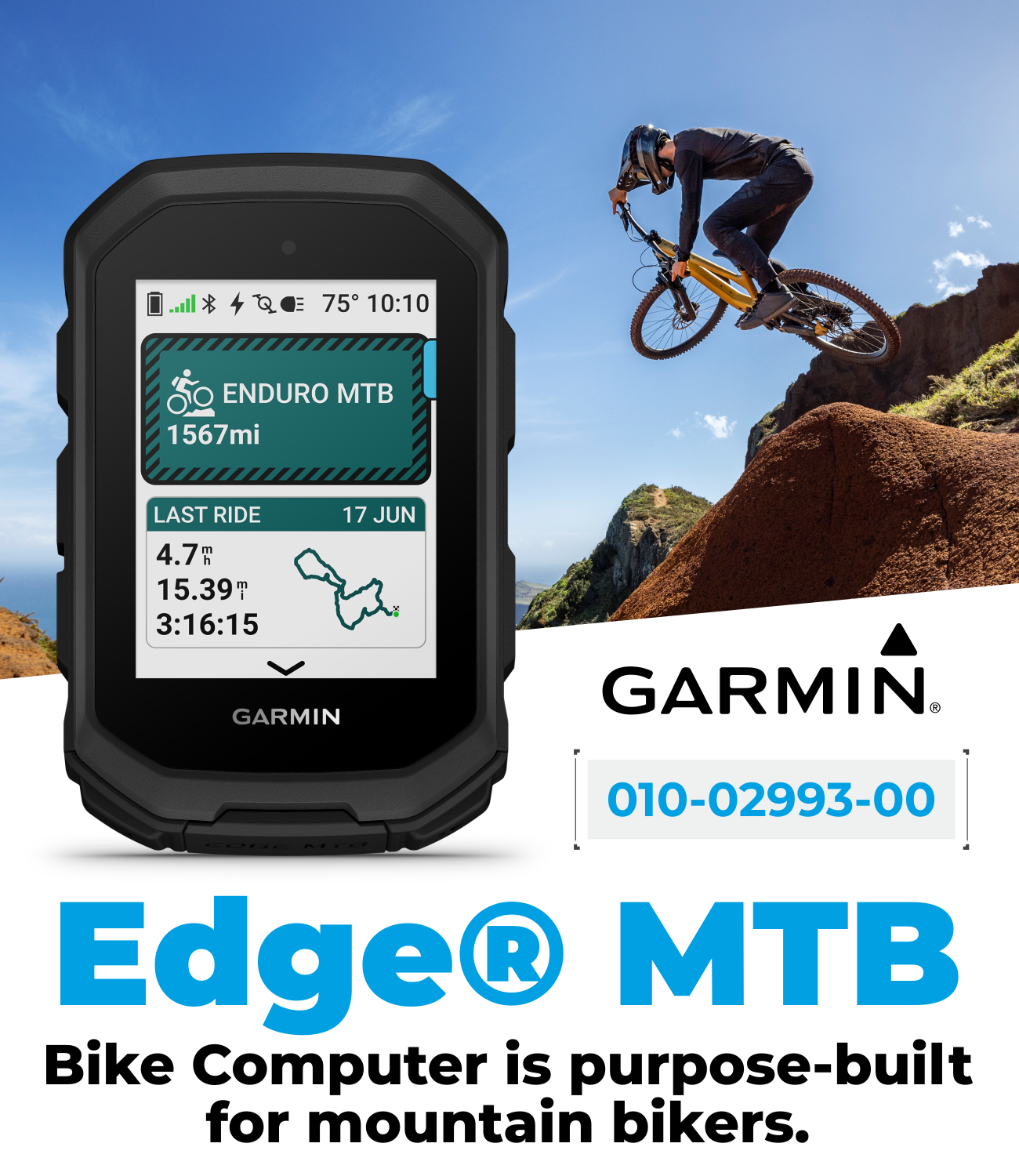 Garmin Edge MTB Rugged GPS Bike Computer with Mountain Bike Metrics, Trail & Topo Maps, Multi-Band GPS, Navigation, MTB Mounts Garmin Bike Speed