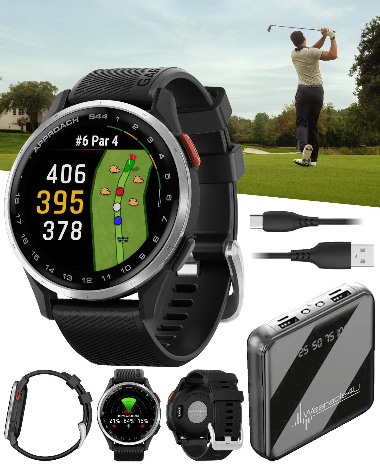 Garmin Approach S44 Golf GPS Smartwatch, Wearable4U