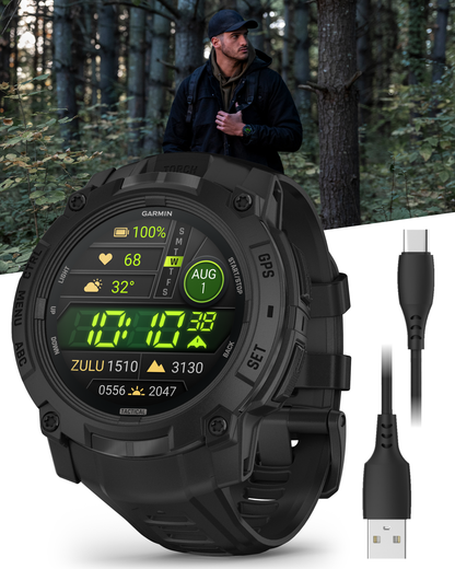 Garmin Instinct 3 Tactical Solar / AMOLED 45-50 mm GPS Rugged Outdoor Smartwatch with Wearable4U Bundle