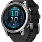 Garmin fenix E – 47 mm, AMOLED Stainless Steel with Black Silicone Band Multisport GPS Smartwatch (010-03025-02)