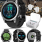 Garmin fenix E – 47 mm, AMOLED Stainless Steel with Black Silicone Band Multisport GPS Smartwatch (010-03025-02)