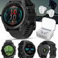 Garmin fenix E – 47 mm, AMOLED Slate Gray Steel with Black Silicone Band Multisport GPS Smartwatch (010-03025-03)