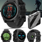 Garmin fenix E – 47 mm, AMOLED Slate Gray Steel with Black Silicone Band Multisport GPS Smartwatch (010-03025-03)