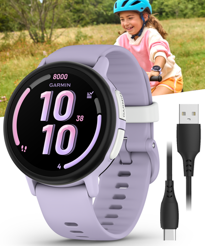 Garmin Bounce 2 Kids Smartwatch with LTE – Two-Way Calling, Text Messaging, Real-Time GPS Tracking, Swim-Friendly AMOLED Display, Music with Wearable4U Bundle