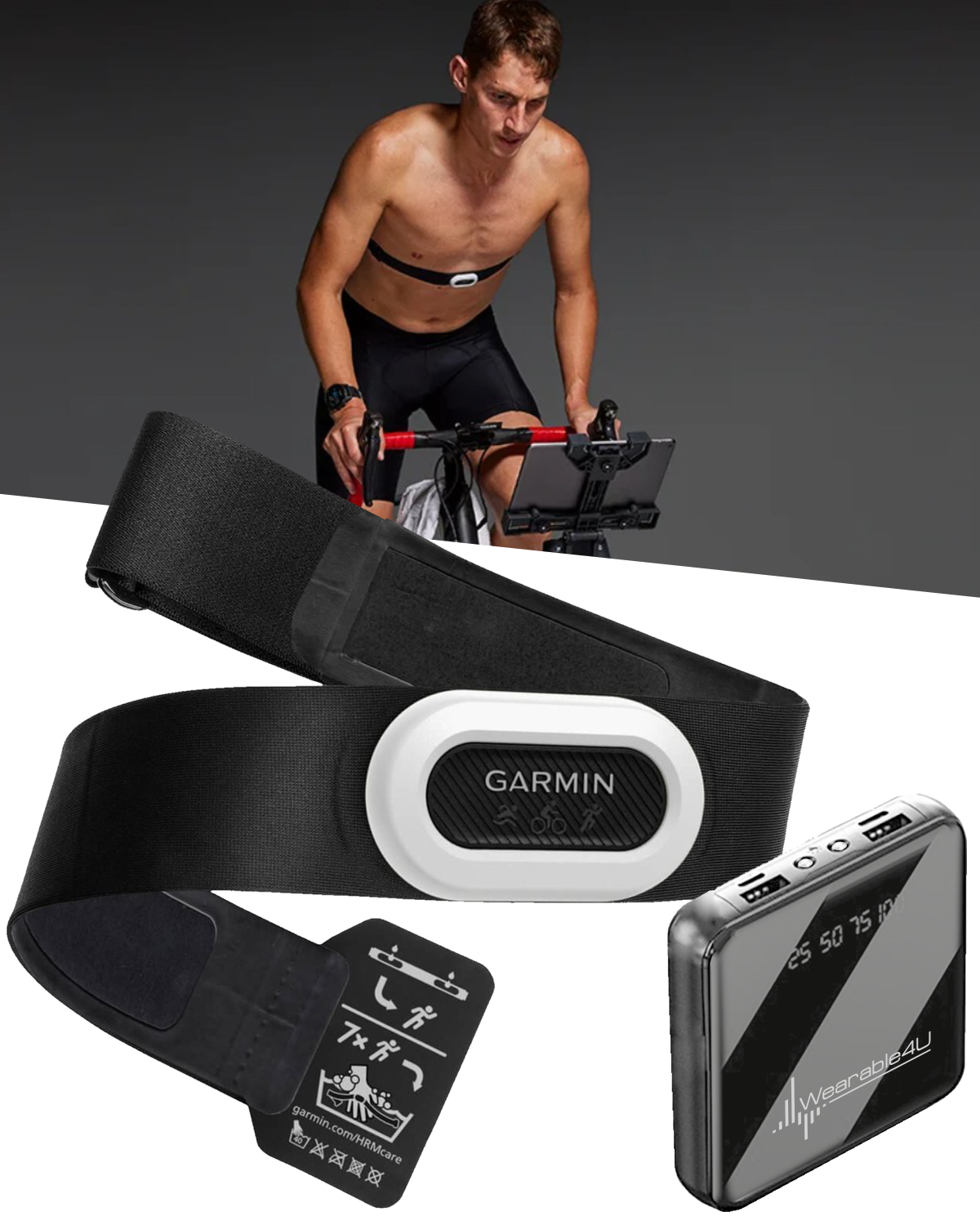 Garmin HRM-Pro Plus | Premium Chest Strap Heart Rate Monitor | Running Dynamics | ANT+ | BLUETOOTH w/ Wearable4U PowerBank Bundle (010-13118-05_PowerBankSq_W4U)