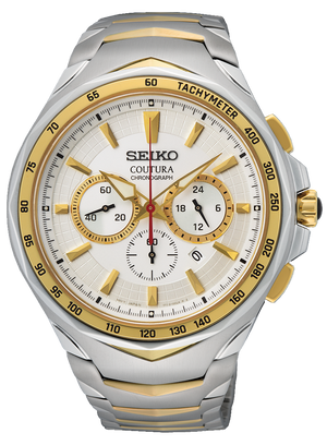 Seiko Coutura Chronograph 45.5mm Men's Watch Stainless Steel White Dial (SRWZ24)