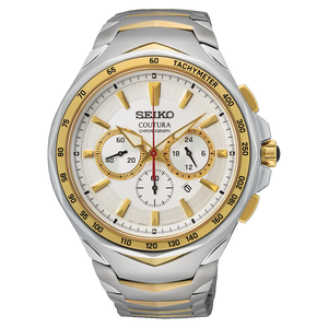 Seiko Coutura Chronograph 45.5mm Men's Watch Stainless Steel White Dial (SRWZ24)