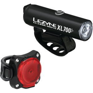 LEZYNE Classic Drive XL 700+ and Zecto Drive 200+ Bicycle Light Set, 700/200 Lumen, Front and Rear Pair, White/Red LED, USB-C Rechargeable