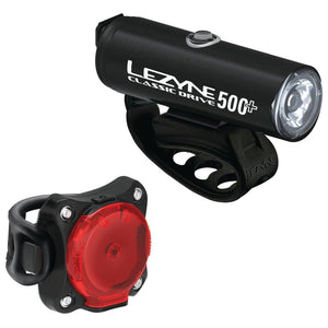 Lezyne Classic Drive 500+ and Zecto Drive 200+ Bicycle Light Set, Front and Rear Pair, 500/200 Lumen, USB-C Rechargeable