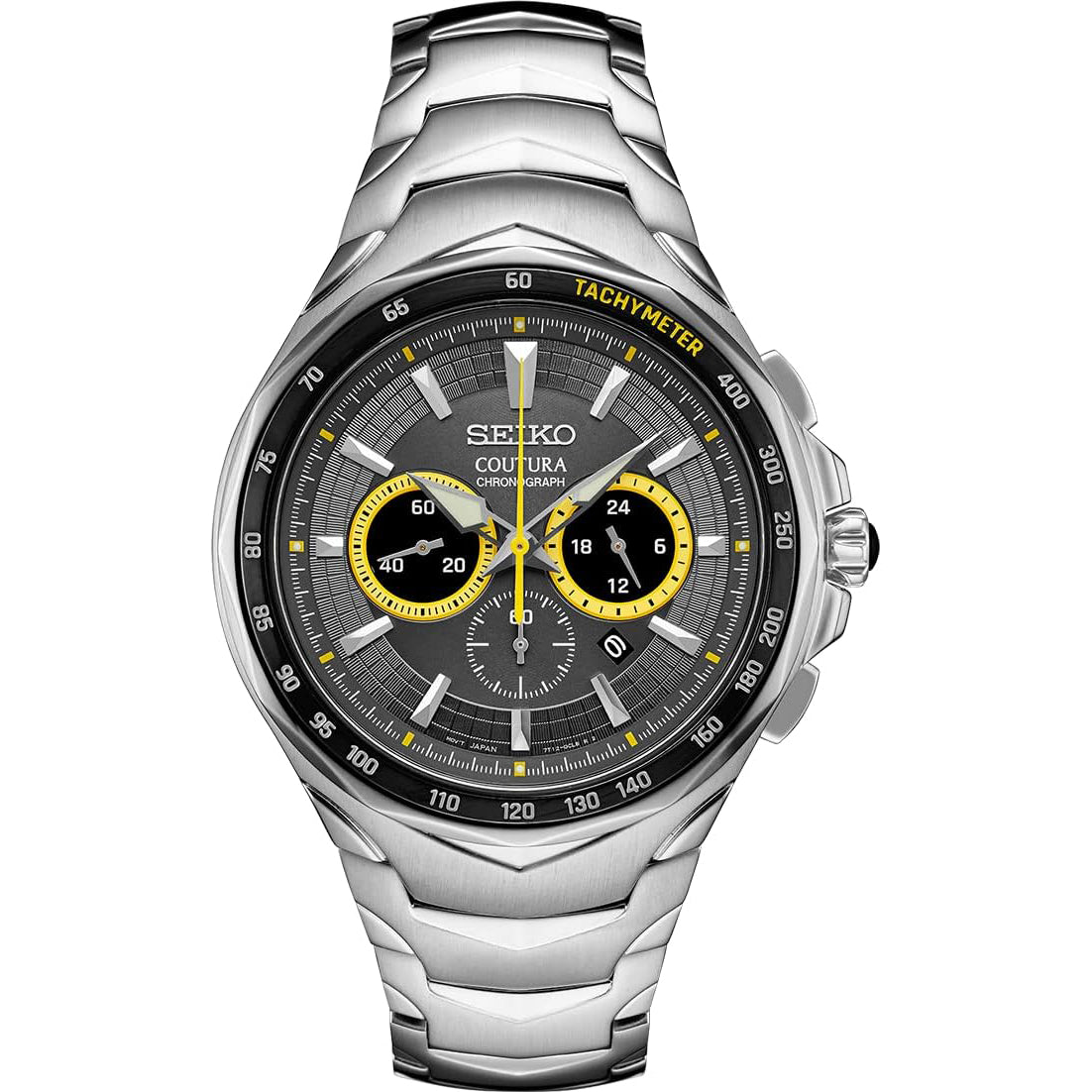 Seiko Coutura Chrono Gray Yellow Dial 45.6 mm Steel Quartz Men's Watch (SRWZ27)