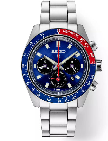 Seiko Prospex Speedtimer Solar Chronograph 41.4 mm Blue Dial Men's Watch (SSC913)