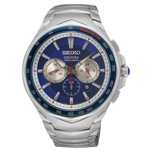 Seiko Coutura Men's Blue Dial 45.6mm Sillver Stainless Steel Band Chronograph Quartz Watch (SRWZ21)