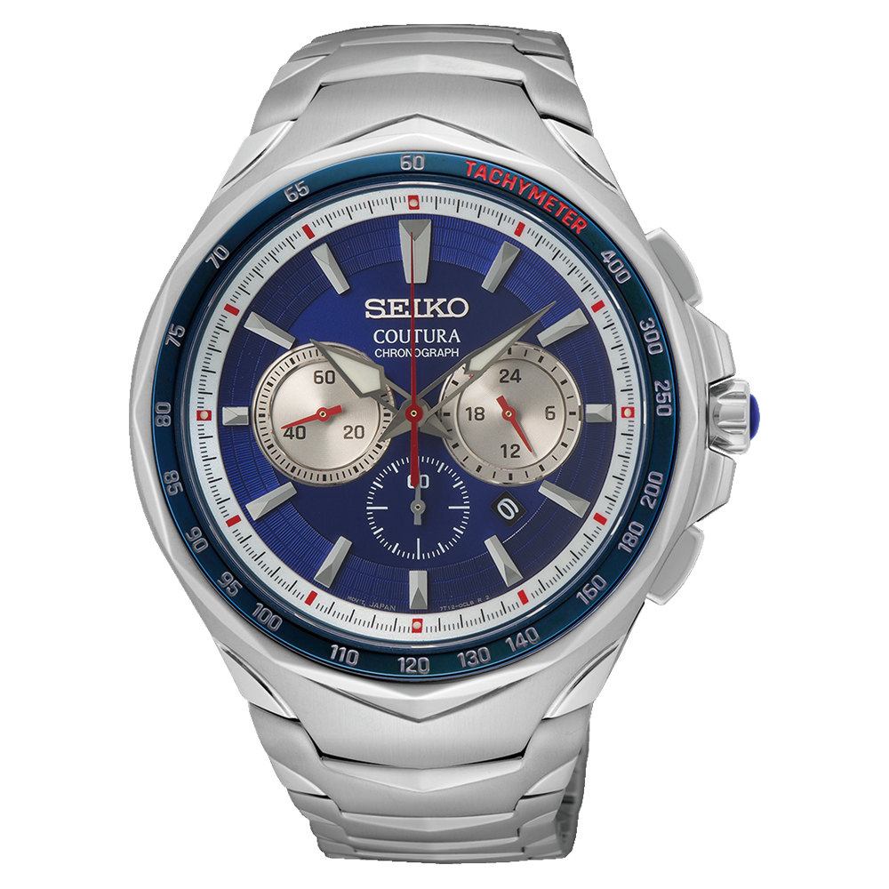 Seiko Coutura Men's Blue Dial 45.6mm Sillver Stainless Steel Band Chronograph Quartz Watch (SRWZ21)