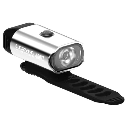 Lezyne Mini Drive 400XL Bicycle LED Front Headlight, 20 Hour Runtime, USB Rechargeable, Polish/Hi Gloss