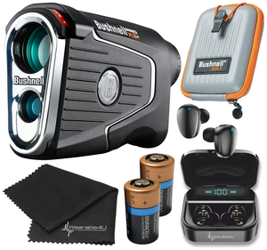 Bushnell Pro X3+ (Plus) Advanced Laser Golf Rangefinder with Included Carrying Case, Carabiner, Lens Cloth, and Selected Wearable4U Bundle