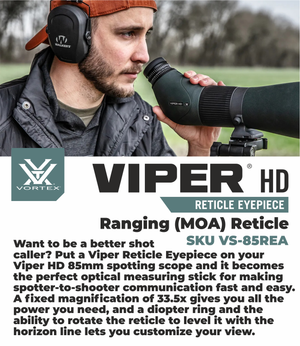 Vortex Optics Viper HD 85mm Spotting Scope Reticle Eyepiece Ranging (MOA) Reticle (VS-85REA)