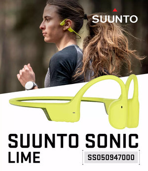 Suunto Sonic Open-Ear Bone Conduction Sports Headphone, Lime, Bluetooth Wireless Headset, Bass & Multipoint Connection, 10H Playtime, Fast Charging