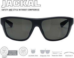 Vortex Optics Jackal Sunglasses UV Protection, Polarized, Ballistic Rated, Black/Smoke - No Mirror (EJA-BKS)