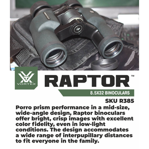 Vortex Optics Raptor 8.5x32 Porro Prism Binocular (R385)