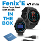 Garmin fenix E – 47 mm, AMOLED Slate Gray Steel with Black Silicone Band Multisport GPS Smartwatch (010-03025-03)