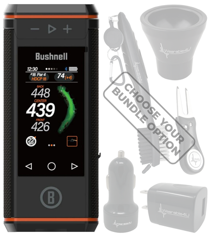 Bushnell Wingman HD View Golf Speaker, 3.5" Touchscreen, GPS Distances, Premium 360° Audio, Waterproof Design, Magnetic Cart Mount (362350) with Wearable4U Bundle