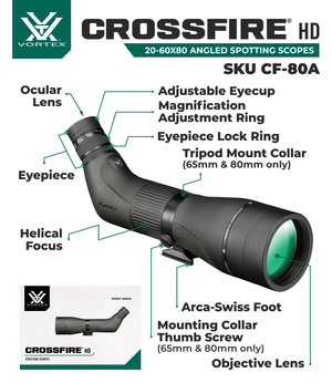 Vortex Optics Crossfire HD 20-60x80 Angled Spotting Scope (CF-80A)