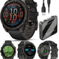 Garmin fenix 8 – 47 mm, AMOLED Sapphire Multisport GPS Smartwatch, Carbon Gray DLC Titanium with Black/Pebble Gray Silicone, Built-in LED Flashlight (010-02904-20)