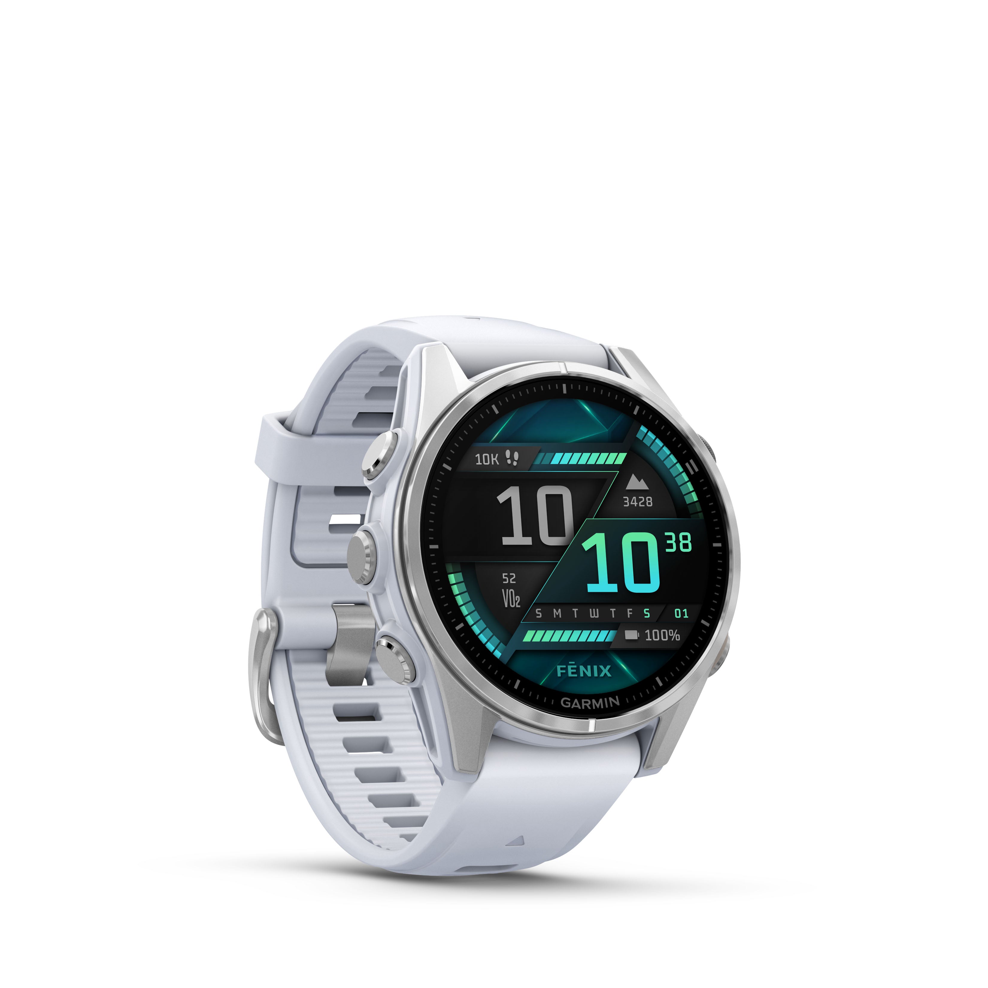 Garmin fenix 8 – 43 mm, AMOLED Multisport GPS Smartwatch, Silver with  Whitestone Silicone Band, Built-in LED Flashlight (010-02903-00)