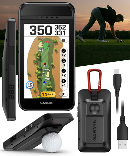 Garmin Approach G82, Portable Golf Launch Monitor, Premium GPS Handheld, Large Color Touchscreen (010-02943-00) with Wearable4U PowerBank Bundle