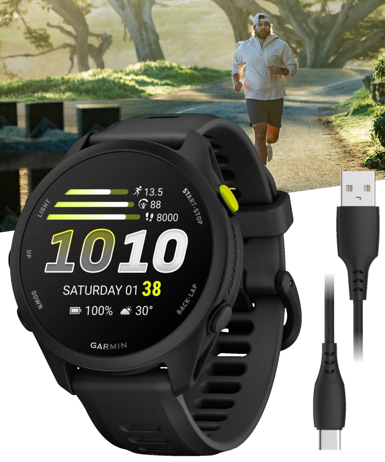 Garmin Forerunner 70 Easy-to-Use GPS Running Smartwatch AMOLED Touchscreen Display