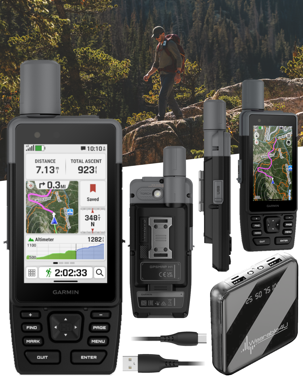 GPSMAP H1, Premium GPS Handheld Navigator with Color Touchscreen & Buttons