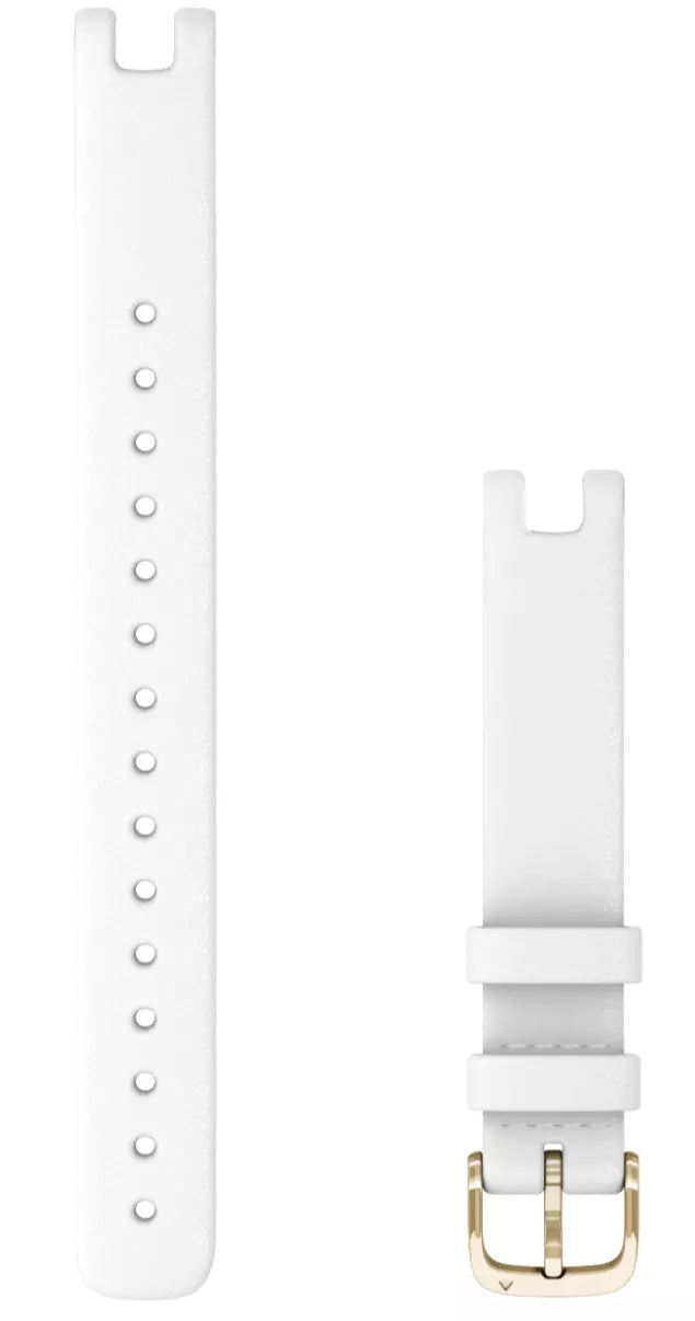 Garmin Lily Bands 14 mm White Italian Leather with Cream Gold Hardware (Large) (010-13068-A6)