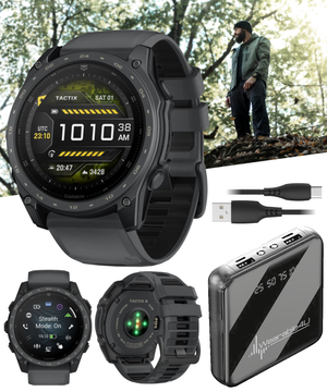 Garmin Tactix 8 – 51mm Cerakote, Premium Tactical GPS Smartwatch, AMOLED Display, Applied Ballistics Solver | Wearable4U Bundle