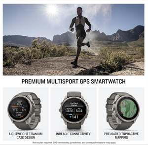 Garmin Fenix 9 Pro SOLAR Premium Multisport GPS Smartwatch, Titanium, Sapphire, inReach Connectivity