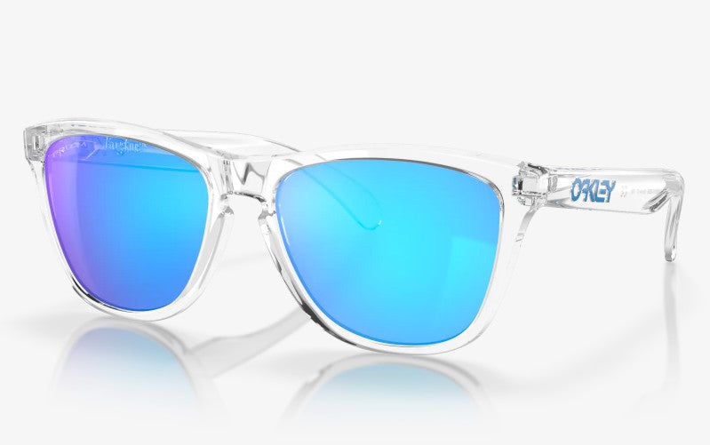 Oakley Frogskins Sunglasses Prizm Sapphire Lenses Crystal Clear Frame