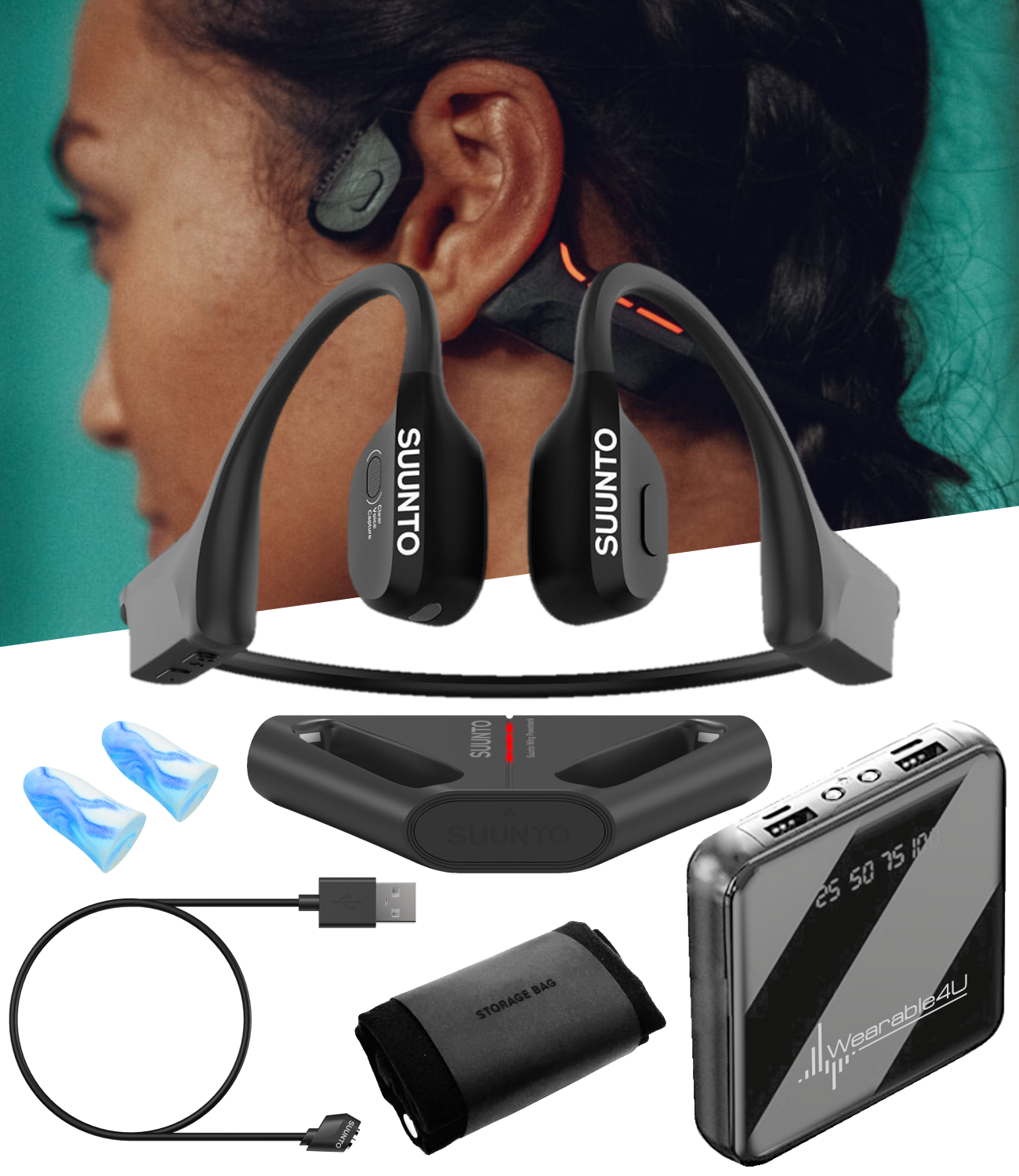 SUUNTO Wing Open Ear Bone Conduction Headphone Bluetooth Wireless Sport Headphone Wearable4U
