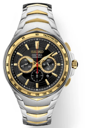 Seiko Coutura Black Dial 45.5 mm Stainless Steel Band Quartz Men's Watch (SRWZ26)