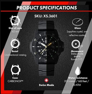 Luminox Navy Seal Mens Watch 45mm Military Dive Watch Swiss Made (XS.3601)