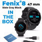 Garmin Fenix 8 47 mm, AMOLED Slate Gray with Black Silicone Band Multisport GPS Smartwatch (010-02904-00)