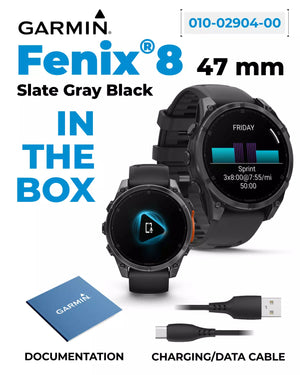 Garmin Fenix 8 47 mm, AMOLED Slate Gray with Black Silicone Band Multisport GPS Smartwatch (010-02904-00)