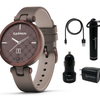 Garmin Lily Women’s Fitness Sport Smartwatch with Wearable4U Bundle - Dark Bronze Leather